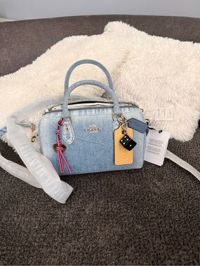 Coach Light Blue Denim Mini Satchel with Pink and Yellow Charms